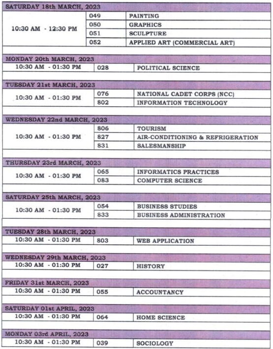 Cbse Class Date Sheet Cbse Gov In Government Exams