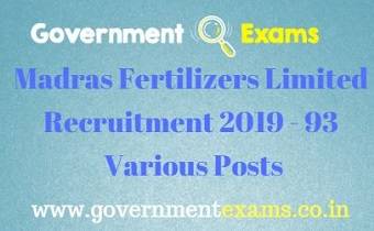 Madras Fertilizers Limited Recruitment 2019