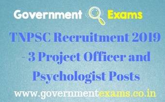 TNPSC Project Officer and Psychologist Recruitment 2019
