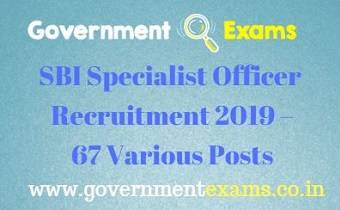 SBI Specialist Officer Recruitment 2019
