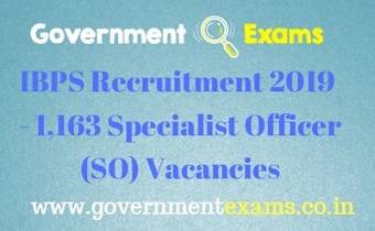 IBPS Specialist Officer Recruitment 2019