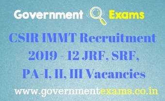 CSIR IMMT Recruitment 2019