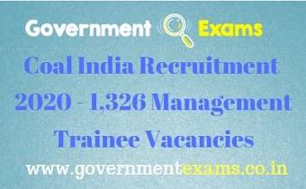 Coal India Management Trainee Recruitment 2020