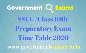SSLC Preparatory Time Table 2020
