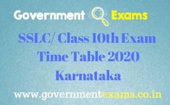 SSLC Time Table 2020 Karnataka