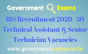 BIS Technical Assistant & Sr Technician Recruitment 2020