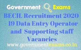 BECIL DEO and Supporting staff Recruitment 2020