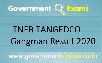 TNEB TANGEDCO Gangman Result 2020