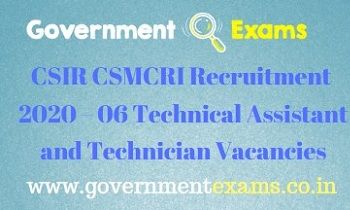 CSIR CSMCRI Technical Assistant and Technician Recruitment 2020