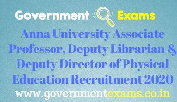 Anna University Associate Professor, Dy Librarian & Dy Director Recruitment 2020