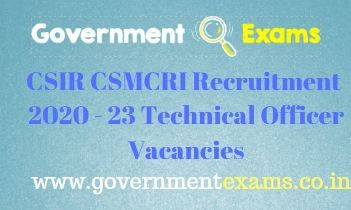 CSMCRI Technical Officer Recruitment 2020