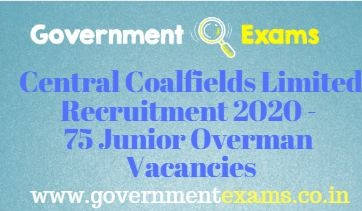 Central Coalfields Limited Junior Overman Recruitment 2020