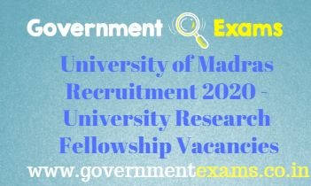 University of Madras Research Fellow Recruitment 2020