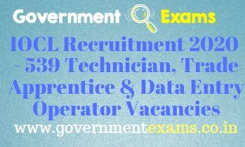 IOCL Technician Trade Apprentice DEO Recruitment 2020