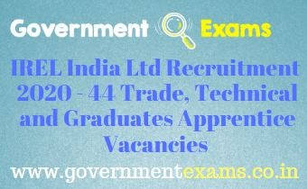IREL India Ltd Apprentice Recruitment 2020