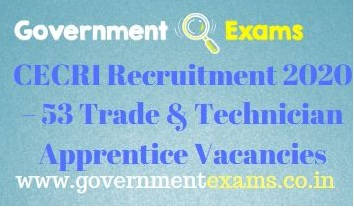 CECRI Trade Technician Apprentice Recruitment 2020