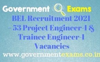 BEL Project Trainee Engineer I Recruitment 2021