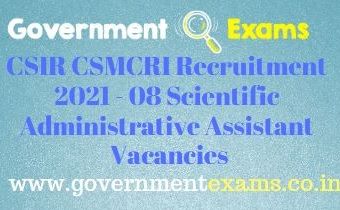 CSMCRI Scientific Administrative Assistant Recruitment 2021