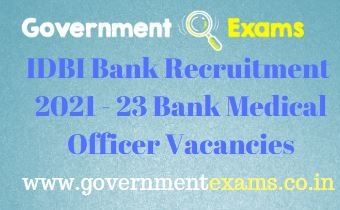 IDBI Bank Medical Officer Recruitment 2021