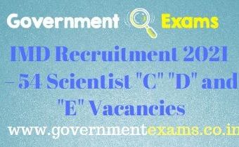 India Meteorological Department Scientist Recruitment 2021