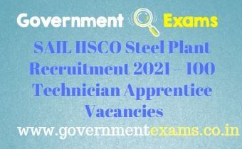 SAIL IISCO Technician Apprentice Recruitment 2021