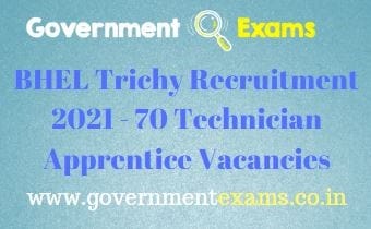 BHEL Trichy Technician Apprentice Recruitment 2021