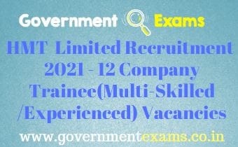 HMT Limited Company Trainee Recruitment 2021
