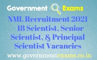 CSIR NML Scientist Recruitment 2021