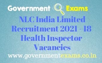 NLC India Limited Health Inspector Recruitment 2021