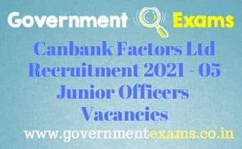 Canbank Factors Ltd Junior Officers Recruitment 2021
