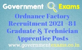 Ordnance Factory Diploma Graduate Apprentice Recruitment 2021 - governmentexams.co.in