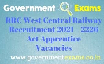 RRC West Central Railway Apprentice Recruitment 2021