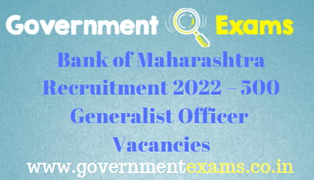 Bank of Maharashtra Generalist Officer Recruitment 2022