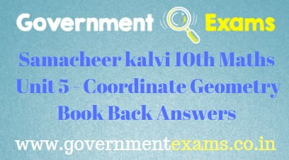 Samacheer Kalvi 10th Maths Unit 5 - Coordinate Geometry Book Back Answers