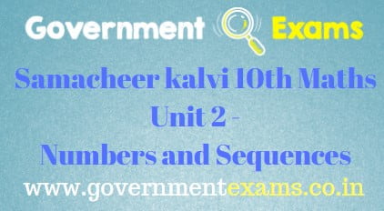 Samacheer kalvi 10th Maths Unit 2 Numbers and Sequences