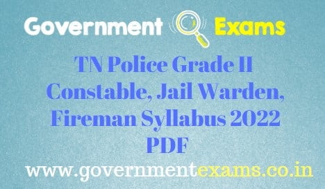 TN Police Constable Jail Warden Fireman Syllabus 2022