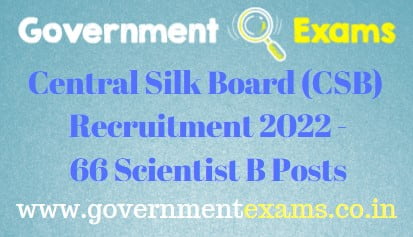 Central Silk Board Scientist B Recruitment 2022