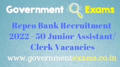 Repco Bank Junior Assistants Clerk Recruitment 2022