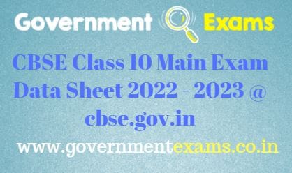 CBSE Class 10 Date Sheet 2023 PDF