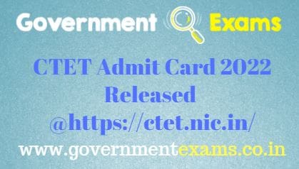 CTET Admit Card 2022 Released