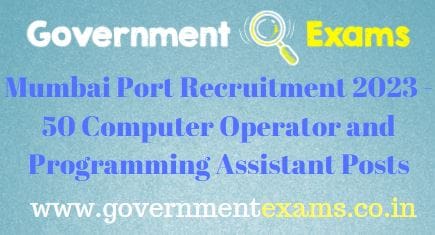 Mumbai Port COPA Recruitment 2022-23