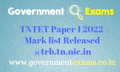 TNTET Paper 1 2022 Marklist Released @trb.tn.nic.in