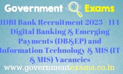 IDBI Bank Specialist Officers Recruitment 2023