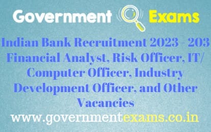 Indian Bank Specialist Officers Recruitment 2023