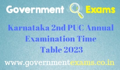 Karnataka 2nd PUC Exam Timetable 2023