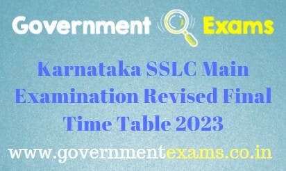 Karnataka SSLC Main Exam Time Table 2023