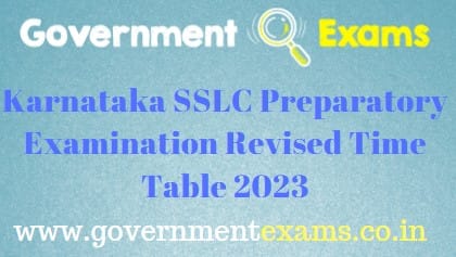 Karnataka SSLC Preparatory Examination Time Table 2023