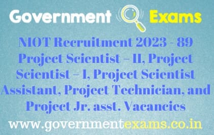 NIOT Chennai Project Scientist Recruitment 2023