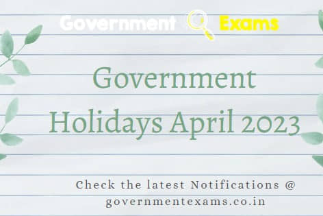 Government Holidays April 2023