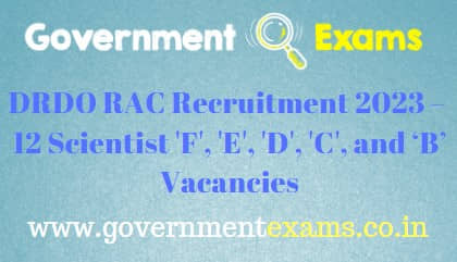 DRDO RAC Scientist Recruitment 2023